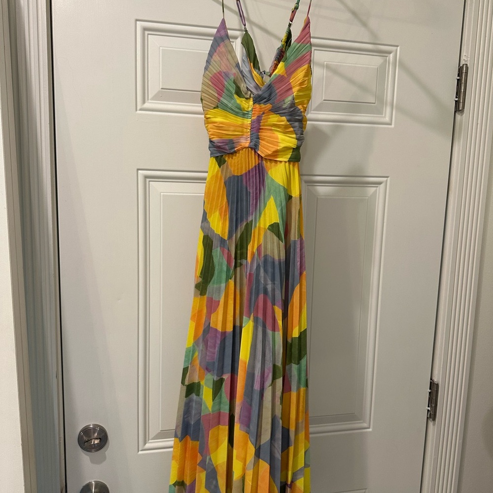Astr Colorful Pleated Maxi Dress